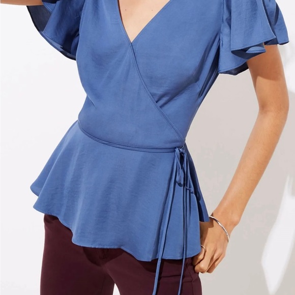 Loft Flutter Sleeve Wrap Top - Picture 4 of 7
